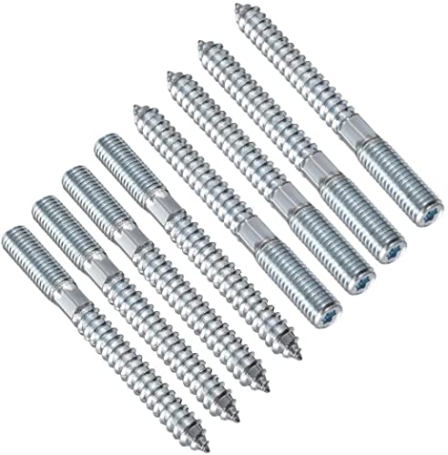 TERF® M10 (10 mm) x 80 mm Holz- auf Metall, Schraubdübel, Doppelkopfbolzen, Dübel für Holzbearbeitung, Verbindung, Möbelbeine, professionelle Tischler, Heimwerker- und Bastelprojekte, 8 Stück von TERF