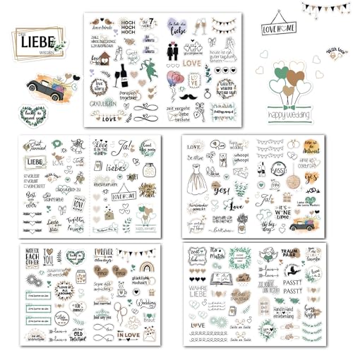 5 Seiten Mit 266 Gemusterten Gästebuch Hochzeit Sticker Hochzeit, Sticker Hochzeit Gästebuch Sticker Fotoalbum, Aufkleber Hochzeit Für Gästebuch Oder Fotoalbum Mit Viel Liebe von TERJBG