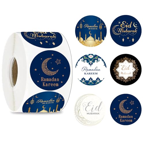 Ramadan Sticker Ramadan Aufkleber, 600 Stück Eid Mubarak Sticker Runde Geschenktüten Etiketten, DIY Selbstklebende Umschläge Siegelaufkleber Dekoration für Muslim Islam Party Geschenkbox(3,5cm) von TERJBG