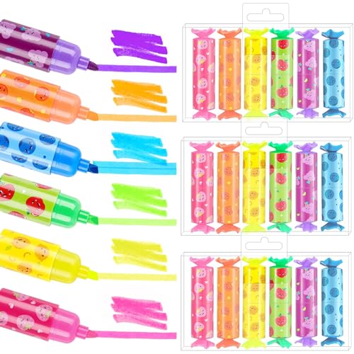 TERJBG 24 Stück Candy Shape Mini Textmarker Stifte, Lustige Textmarker, Highlighter Pen Marker Pastell, Aesthetic Marker Stifte Textmarker Set für Kinder Erwachsene Zeichnung oder Hervorheben von TERJBG