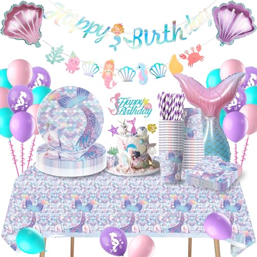 Meerjungfrau Geburtstag Deko, Meerjungfrau Partygeschirr Set, Meerjungfrau Kindergeburtstag Deko, Geburtstag Party Geschirr mit Luftballons für Meerjungfrau Deko Kindergeburtstag Babyparty 16 Gäste Meerjungfrau Geburtstag Deko, Meerjungfrau Partygeschirr Set, Meerjungfrau Kindergeburtstag Deko, Geburtstag Party Geschirr mit Luftballons für Meerjungfrau Deko Kindergeburtstag Babyparty 16 Gäste von TERLUNNSI