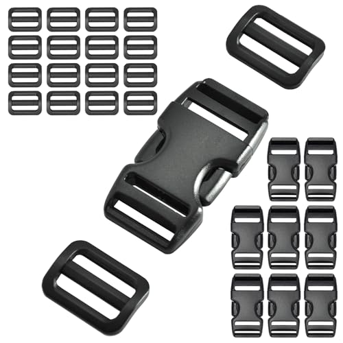 TERLUNNSI Steckschnalle – 8 Stück Schnellverschluss-Schnallen + 16 Stück Tri-Glide Slides, Robuste Zweifach Verstellbare Rucksackschnalle für Gepäckgurte, Rucksackreparatur,Haustierhalsbänder und Mehr TERLUNNSI Steckschnalle – 8 Stück Schnellverschluss-Schnallen + 16 Stück Tri-Glide Slides, Robuste Zweifach Verstellbare Rucksackschnalle für Gepäckgurte, Rucksackreparatur,Haustierhalsbänder und Mehr von TERLUNNSI
