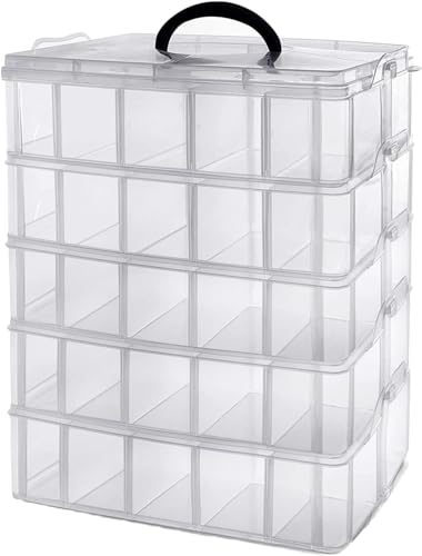 TESIN 5-stufige Sortierbox mit 50 Fächern - Stapelbare Aufbewahrungsbox für Kleinteile - Bastelorganizer mit transparentem Design - Sortiersystem für Bastelbedarf, Schmuck, Perlen, Werkzeuge & mehr TESIN 5-stufige Sortierbox mit 50 Fächern - Stapelbare Aufbewahrungsbox für Kleinteile - Bastelorganizer mit transparentem Design - Sortiersystem für Bastelbedarf, Schmuck, Perlen, Werkzeuge & mehr von TESIN
