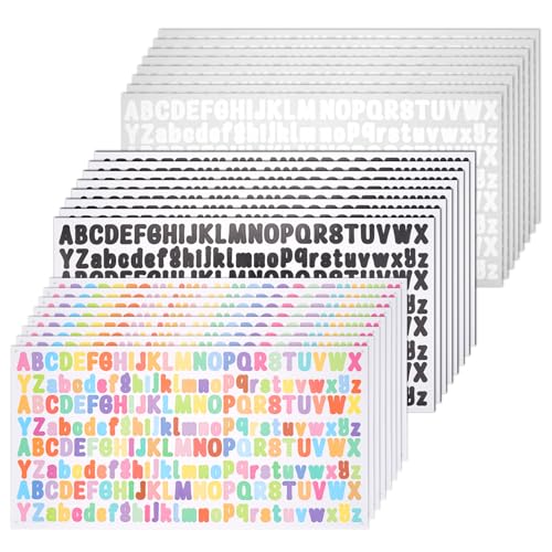 18 Blätter Klebebuchstaben, Alphabet Sticker, Bunte Klebebuchstaben Aufkleber, Alphabet Aufkleber, Buchstaben Kleber, Buchstaben Aufkleber Wasserfest für Scrapbooking, DIY, Dekoration von TESSTSY