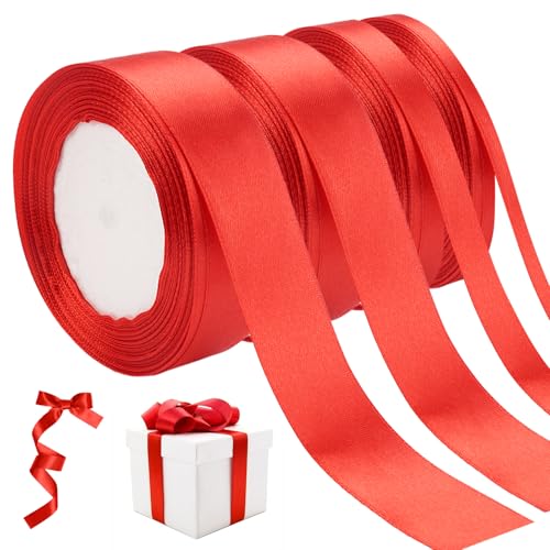 Satinband Rot, 4 Rollen 10/15/20/25mm x 22m Geschenkband Rot Satinband Rot, Rotes Band, Schleifenband Rot, Satinband Weihnachten Rot, für Hochzeit Geburtstag Deko, Geschenk Verpackung Satinband Rot, 4 Rollen 10/15/20/25mm x 22m Geschenkband Rot Satinband Rot, Rotes Band, Schleifenband Rot, Satinband Weihnachten Rot, für Hochzeit Geburtstag Deko, Geschenk Verpackung von TESSTSY