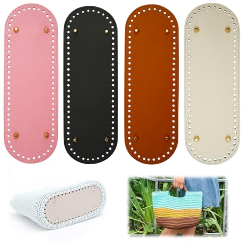 TESSTSY Taschenboden zum Häkeln 4 Stück, 30x10cm, PU-Leder, Schwarz, Oval, Stabilisierend, Vorgestanzt, DIY TESSTSY Taschenboden zum Häkeln 4 Stück, 30x10cm, PU-Leder, Schwarz, Oval, Stabilisierend, Vorgestanzt, DIY von TESSTSY