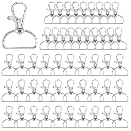 50 Stück drehbare Karabinerverschlüsse mit D-Ringen, Zinklegierung, D-Ring-Schlüsselanhänger-Haken, drehbarer Schlüsselanhängerverschluss, 360° drehbar, Innenbreite 25 mm, Schlüsselkarabiner für von TESSTSY