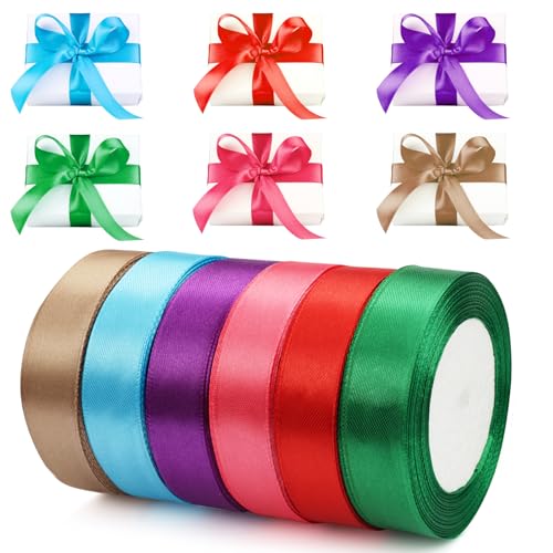 6 Farben Seidenband 20mm x 22m, Satinband Bänder, Geschenkband Breit, Satinbänder Bunt, Seidenbänder Bunt, Polyester Geschenkband, für DIY-Handwerk, Geschenkverpackung, Hochzeit Dekoration 6 Farben Seidenband 20mm x 22m, Satinband Bänder, Geschenkband Breit, Satinbänder Bunt, Seidenbänder Bunt, Polyester Geschenkband, für DIY-Handwerk, Geschenkverpackung, Hochzeit Dekoration von TESSTSY