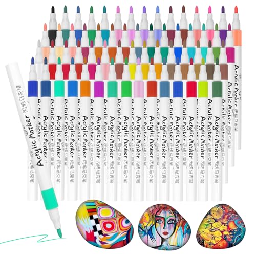 60 Farben Stifte für Holz Bemalen, Multimarker Stifte zum Bemalen von Holz, Acrylstifte für Steine Wasserfest Zum Bemalen, Acrylmarker Set, Permanent Marker Bunt für Glas, Holz, Keramik, Stein 60 Farben Stifte für Holz Bemalen, Multimarker Stifte zum Bemalen von Holz, Acrylstifte für Steine Wasserfest Zum Bemalen, Acrylmarker Set, Permanent Marker Bunt für Glas, Holz, Keramik, Stein von TESSTSY