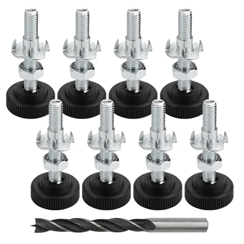 8 Stück Stellfüße M8 X 50 mm mit Einschlagmuttern, Kontermuttern und Metallbohrern, Verstellschraube M8, Möbelfüße, Gummifüße M8, Gummifüße Schraubbar für Möbelbeine Holzmöbelfüße 8 Stück Stellfüße M8 X 50 mm mit Einschlagmuttern, Kontermuttern und Metallbohrern, Verstellschraube M8, Möbelfüße, Gummifüße M8, Gummifüße Schraubbar für Möbelbeine Holzmöbelfüße von TESSTSY