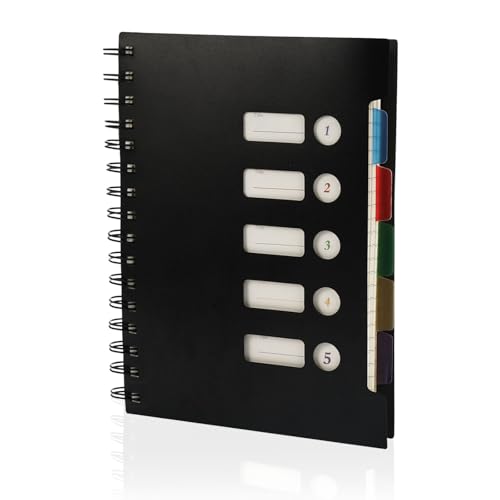 A5 Notizbuch Mit Trennwänden 300 Seiten Notizbuch Mit Register, Ringbuch Spiralblock Notizblock mit 5 Index Fahnen, Collegeblock A5 Liniert Für Studenten Büro Schreiben Planer, 21.5 cm x 15.5 Cm A5 Notizbuch Mit Trennwänden 300 Seiten Notizbuch Mit Register, Ringbuch Spiralblock Notizblock mit 5 Index Fahnen, Collegeblock A5 Liniert Für Studenten Büro Schreiben Planer, 21.5 cm x 15.5 Cm von TESSTSY