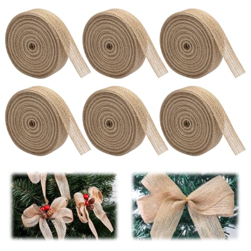Juteband Rolle 2cm Fein, 6 Rollen Burlap Band, Sackleinen Band, Vintage Geschenkband, Zierband Jute 2cm,für DIY Handwerk Verpackung, Geschenk, Hochzeit, Weihnachten, Blumenstrauß Dekoration(10m/Rolle) Juteband Rolle 2cm Fein, 6 Rollen Burlap Band, Sackleinen Band, Vintage Geschenkband, Zierband Jute 2cm,für DIY Handwerk Verpackung, Geschenk, Hochzeit, Weihnachten, Blumenstrauß Dekoration(10m/Rolle) von TESSTSY