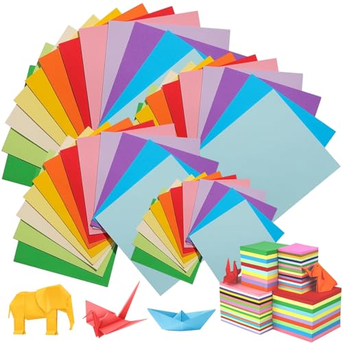 Origami-Papier, 10 Farben, buntes Bastelpapier, 20 x 20 cm, 15 x 15 cm, 10 x 10 cm und 7 x 7 cm, doppelseitiges quadratisches Faltpapier, Farbkarte für Bastelprojekte, Origami-Kraniche und von TESSTSY