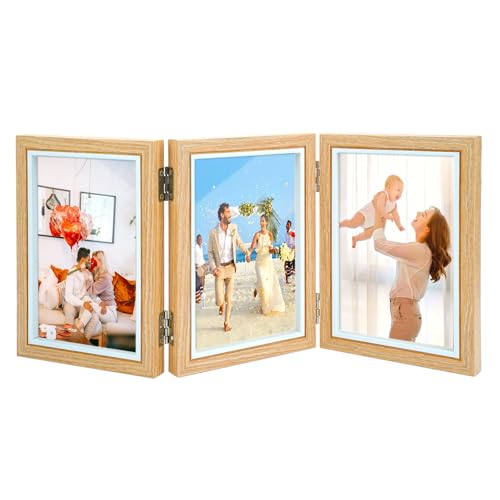 TESSTSY 3 Fotos Faltbar Bilderrahmen Collage, 10x15 cm Klappbarer Bilderrahmen Aus Holz, Klappbarer Fotorahmen mit Glasscheibe Bilderrahmen 3 Fotos, für Hochzeit, Familie TESSTSY 3 Fotos Faltbar Bilderrahmen Collage, 10x15 cm Klappbarer Bilderrahmen Aus Holz, Klappbarer Fotorahmen mit Glasscheibe Bilderrahmen 3 Fotos, für Hochzeit, Familie von TESSTSY
