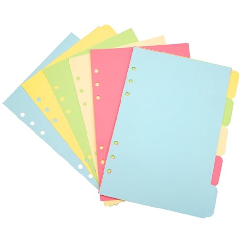 TESSTSY 30 Stück Trennblätter A5, 5 Farbige A5 Register 6 Loch, A5 Kraftpapier Ordner Trennblätter, Register A5 6 Loch, Ordner Register A5 Index ​Teiler, für Ringbuch Planer Notizbuch von TESSTSY