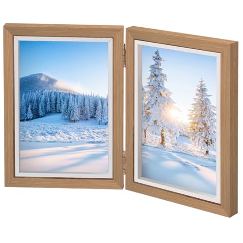 TESSTSY Doppelter Bilderrahmen Faltbar 13 X 18 cm Klappbarer Bilderrahmen Aus Holz, Doppelt Collage Fotorahmen Bilderrahmen 2 Fotos 7 Zoll, Bilderrahmen Doppelt für Haus, Schlafzimmer, Tischdisplay TESSTSY Doppelter Bilderrahmen Faltbar 13 X 18 cm Klappbarer Bilderrahmen Aus Holz, Doppelt Collage Fotorahmen Bilderrahmen 2 Fotos 7 Zoll, Bilderrahmen Doppelt für Haus, Schlafzimmer, Tischdisplay von TESSTSY