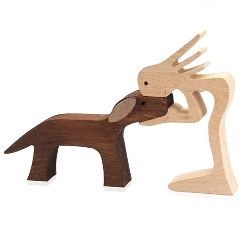 TESSTSY Holzfiguren Skulptur Ornamente Set, Holzschnitzerei von Hunden und Menschen, Abstrakte Stil Menschen mit Hund Statue, Holzschnitzerei für Hunde für Zuhause, Büro, Schlafzimmer (Frau und Hund) TESSTSY Holzfiguren Skulptur Ornamente Set, Holzschnitzerei von Hunden und Menschen, Abstrakte Stil Menschen mit Hund Statue, Holzschnitzerei für Hunde für Zuhause, Büro, Schlafzimmer (Frau und Hund) von TESSTSY