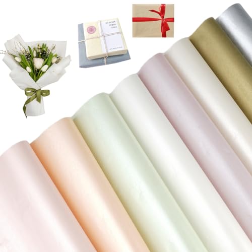 TESSTSY Metallic Seidenpapier Set 120 Blatt, Geschenkpapier aus Seidenpapier 8 Farben, 30 x 21cm Seidenpapier Verpackung, für Geburtstag, Hochzeit, Weihnachten, Papierblumen, DIY Craft von TESSTSY