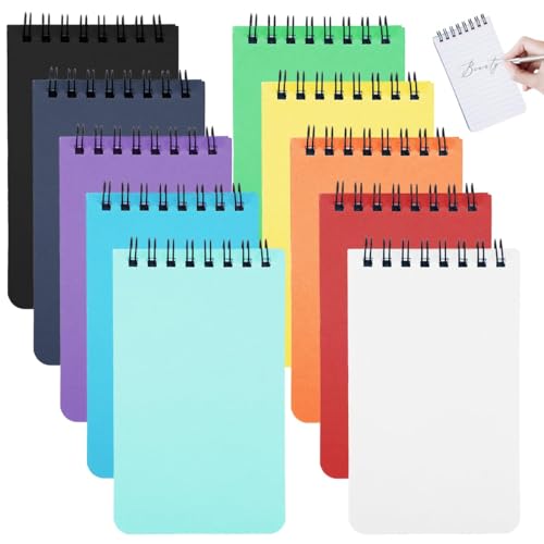 TESSTSY Mini-Notizbücher, kleines Notizbuch, A7, spiralliniert, Notizblöcke, Größe 7,6 x 12,7 cm, mit bunten Umschlägen, Spiralbindung, kleine Notizblöcke für Schule, Büro und Reisen, 10 Stück TESSTSY Mini-Notizbücher, kleines Notizbuch, A7, spiralliniert, Notizblöcke, Größe 7,6 x 12,7 cm, mit bunten Umschlägen, Spiralbindung, kleine Notizblöcke für Schule, Büro und Reisen, 10 Stück von TESSTSY