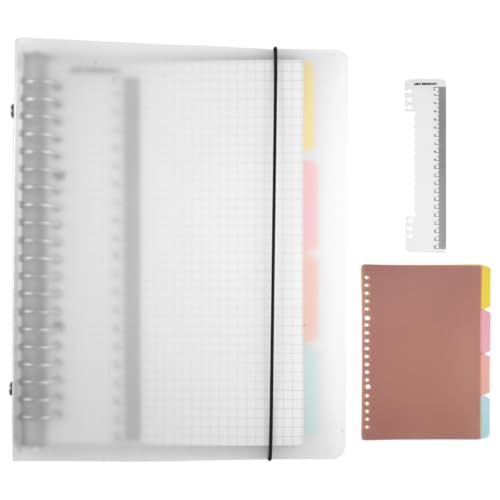 TESSTSY Notizbuch A5 Kariert Spiralblock mit 4 Farbige Trennblätter, 1 weiches Lineal, A5 Ringbuch Nachfüllbar, A 5 Spiralblock Kariert mit Register Trennblatt, für Haus Schule Büro (60 Blatt) von TESSTSY