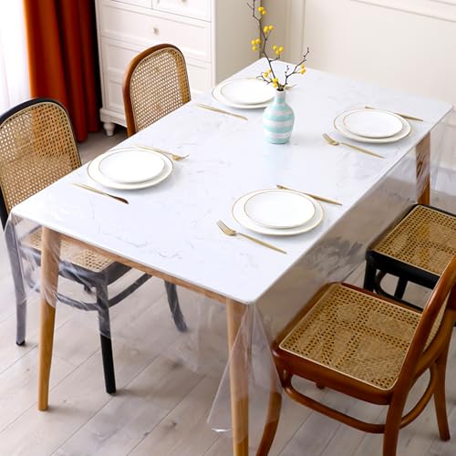 TESSTSY Tischdecke Durchsichtig 132x178 cm, PVC Tischdecke Transparent, 0.13 mm Stark, Tischfolie Transparent, Wasserdicht Abwaschbar Tischschutzfolie, für Küche Zuhause Picknick Outdoor TESSTSY Tischdecke Durchsichtig 132x178 cm, PVC Tischdecke Transparent, 0.13 mm Stark, Tischfolie Transparent, Wasserdicht Abwaschbar Tischschutzfolie, für Küche Zuhause Picknick Outdoor von TESSTSY
