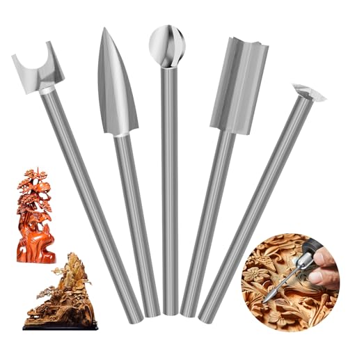 TETEWEVER 5 Stück Holz Fräser 8mm Holzschnitzwerkzeug Set mit 3mm Schaft Holzfräser für Rotationswerkzeug Schnitzwerkzeug für Holz Gravieren, Bohren TETEWEVER 5 Stück Holz Fräser 8mm Holzschnitzwerkzeug Set mit 3mm Schaft Holzfräser für Rotationswerkzeug Schnitzwerkzeug für Holz Gravieren, Bohren von TETEWEVER