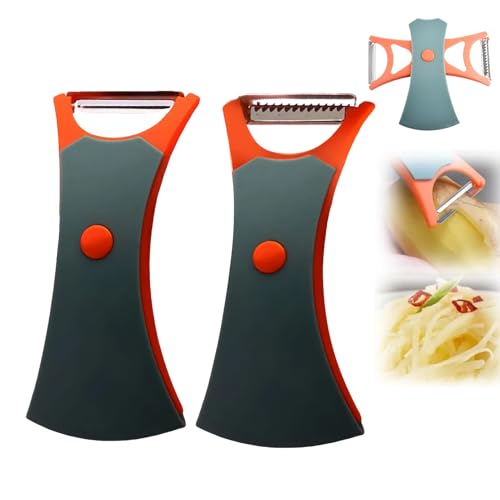 2-in-1 Sparschäler und Julienneschneider, 2 PCS Kartoffelschäler aus Edesltahl, Gemüseschäler mit Rutschfestem Griff, Kartoffelschälmesser, Gemüse Obst Schäler Peeler für Karotten Spargel (A) von TETSMG