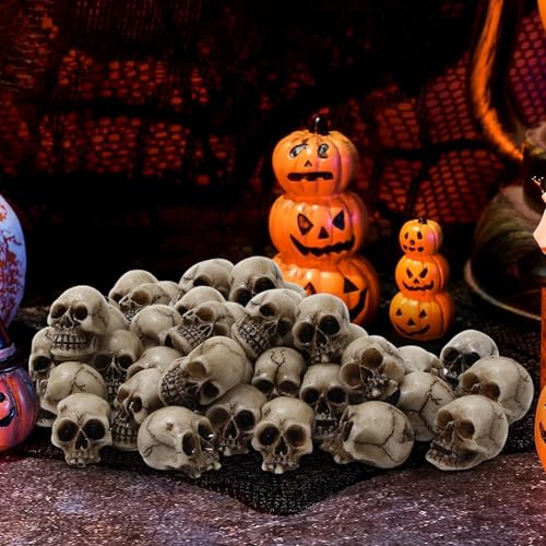 20 Stück Halloween Totenkopf Deko, Halloween Figuren Mini Schädel, Halloween Deko Horror Harz Totenkopf Figur, Halloween Skelett Dekoration für Halloween Spukhaus Partydeko Blumentopfdekoration 20 Stück Halloween Totenkopf Deko, Halloween Figuren Mini Schädel, Halloween Deko Horror Harz Totenkopf Figur, Halloween Skelett Dekoration für Halloween Spukhaus Partydeko Blumentopfdekoration von TETSMG