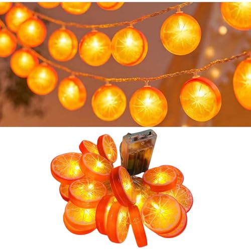 Aperol Deko Lichterkette Orange, 3 m 20 LED Aperol Spritz Kostüm Orangenscheiben Lichterkette Batteriebetrieben für Karneval, Halloween, Außen & Innen, Deko Wohnzimmer, Schlafzimmer (3 m/20 LED) von TETSMG