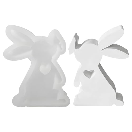 Ostern Hase Silikonformen Gießformen - 3D Ostern Kaninchen Giessform Silikon Backform Silikonform Hase Kerzenhalter für DIY Ostern Geschenke Dekoration Kerzen Silikonform, 13.5 × 9.5 × 2 cm von TETSMG