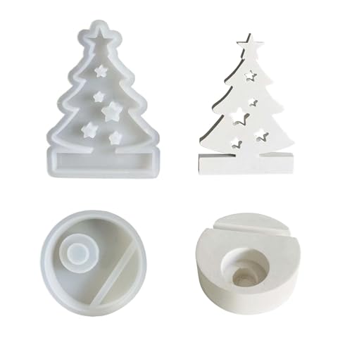 Silikonform Tannenbaum Einschieber, Weihnachten Gießformen, Kerzenhalter Lebensbaum Silikon Gießform (Stern+Sockel) von TETSMG