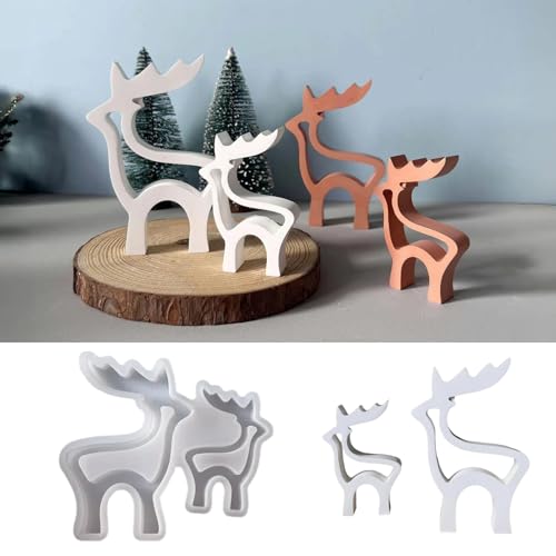 Silikonform Weihnachten Elch, Silikonformen Gießformen Weihnachten, Neuheiten Elch Gießformen Silikon, Giessformen Silikon Gießform Weihnachten, Silikonform Rentier für DIY Handwerk Heimdekoration (A) von TETSMG