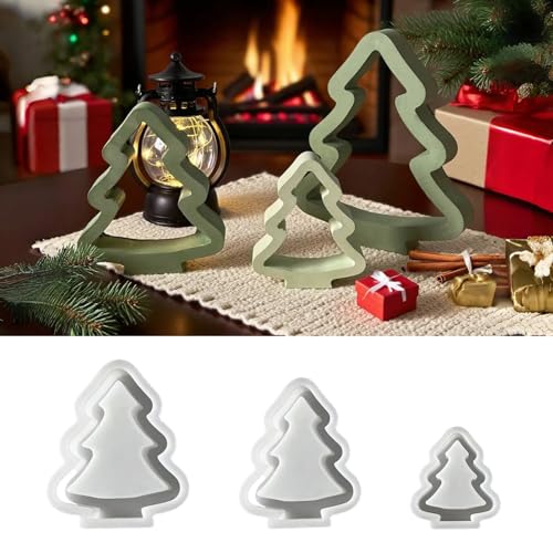 Silikonformen Gießformen Weihnachten, 3 Stück Gießformen Silikon Weihnachtsbaum, Silikonform Weihnachten, Epoxidharz Formen, Gießform Silikon Tannenbaum für DIY Weihnachtsdeko von TETSMG
