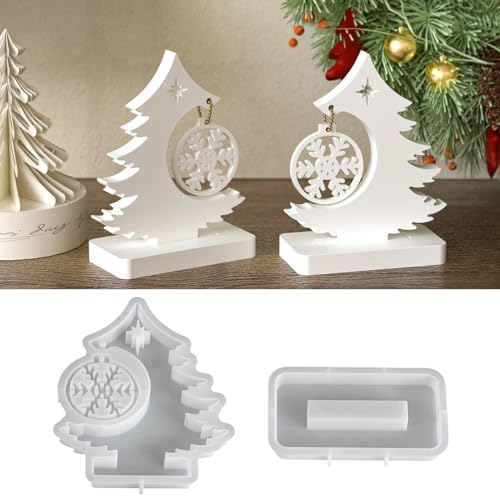 Silikonformen Gießformen Weihnachten Einschieber, Weihnachtsbaum Silikonform Weihnachten Kerzenhalter, Giessformen Silikon Gießform Epoxidharz Weihnachten für Teelichthalter Handwerk (B) von TETSMG