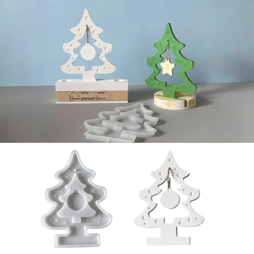 Silikonformen Gießformen Weihnachten Einschieber, Weihnachtsbaum Silikonform Weihnachten Kerzenhalter, Giessformen Silikon Gießform Epoxidharz Weihnachten für Teelichthalter Handwerk (Ohne Sockel) von TETSMG