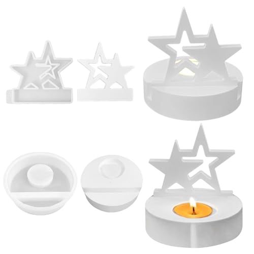 Stern Silikonformen Gießformen Kerzenhalter - DIY Silikonform Kerzenhalter Gießform Silikon Kerzenform Beton zum Gießen für Sojawachs Kerzen GipsTeelichter Geschenke von TETSMG