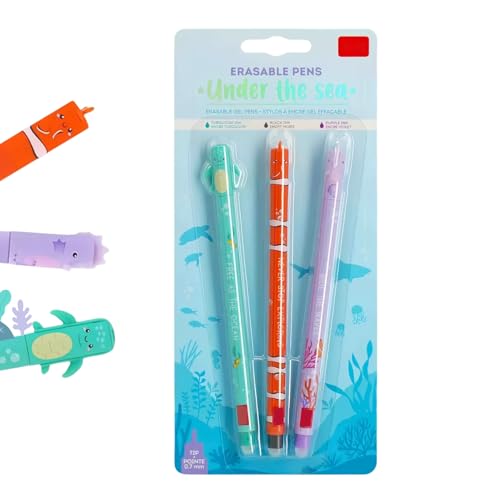 3er-Pack Radierbarer Kugelschreiber, 2025 süße Radiergummis, Radierbare Stifte Unterwasser Edition, Radierstift, Seepferdchen Schildkröte Radierbarer Stift, Gelstift, Erasable Pen Under The Sea von TETSMG