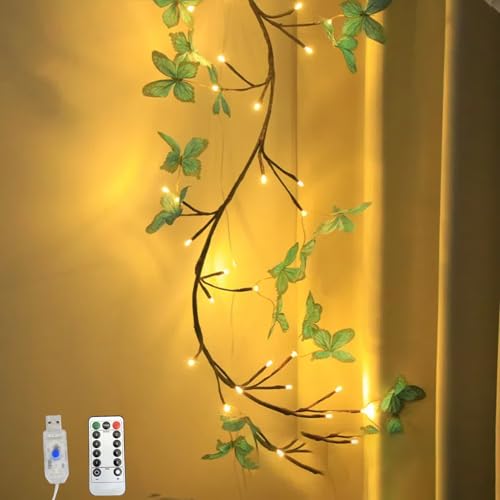 TETSMG Lichterkette Schmetterling Willow Vine, 1.6M 36 LED Frühlingsdeko Lichterkette Innen, Wand Deko Biegbare Zweige Mit LED, 8 Leuchtmodi, USB Künstliche Weidenzweige Lichterkette mit Timer (Blau) TETSMG Lichterkette Schmetterling Willow Vine, 1.6M 36 LED Frühlingsdeko Lichterkette Innen, Wand Deko Biegbare Zweige Mit LED, 8 Leuchtmodi, USB Künstliche Weidenzweige Lichterkette mit Timer (Blau) von TETSMG