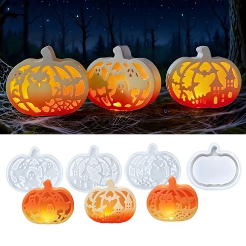 TETSMG Silikonformen Gießformen Halloween, 4 Stück Silikonform Kürbis Gießformen Silikon Silikonform Kerzenhalter Gießform, Gipsformen zum Gießen, Giessformen Silikon für DIY Herbst Halloween Deko TETSMG Silikonformen Gießformen Halloween, 4 Stück Silikonform Kürbis Gießformen Silikon Silikonform Kerzenhalter Gießform, Gipsformen zum Gießen, Giessformen Silikon für DIY Herbst Halloween Deko von TETSMG