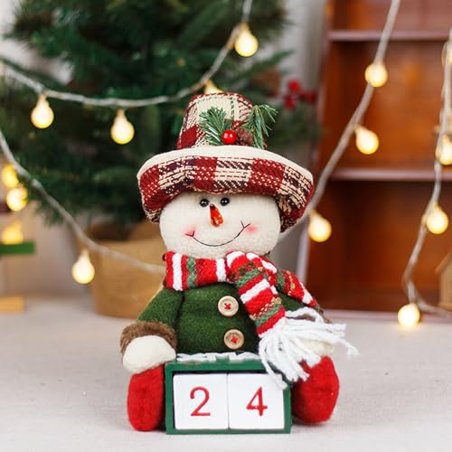Weihnachtsdeko Holz Adventskalender 2024, Tischdeko Weihnachten Countdown Kalender aus Holz, Weihnachtsdeko Tisch Adventskalender 2024, Holz Kalender für Weihnachten Deko Home Büro (Schneemann B) von TETSMG