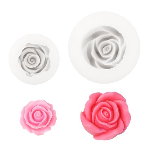 TEUYOE 2 Stück Silikonform Blumen, Große und kleine Silikonrosen, Kerzen Formen, Silikonform Kerzen, Silikonform Rose, Silikonformen Gießformen Kerzen Kerzenformen zum Gießen Blumen 3D (Blume) von TEUYOE