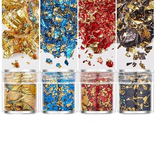 TEWAX Blattgoldblätter, 4 Flaschen/Set, Blattgold, Pailletten, Harzfüllung, Goldfolie, Papier, DIY, Harz, Silikonform, Nagelkunst, Schmuckherstellung TEWAX Blattgoldblätter, 4 Flaschen/Set, Blattgold, Pailletten, Harzfüllung, Goldfolie, Papier, DIY, Harz, Silikonform, Nagelkunst, Schmuckherstellung von TEWAX