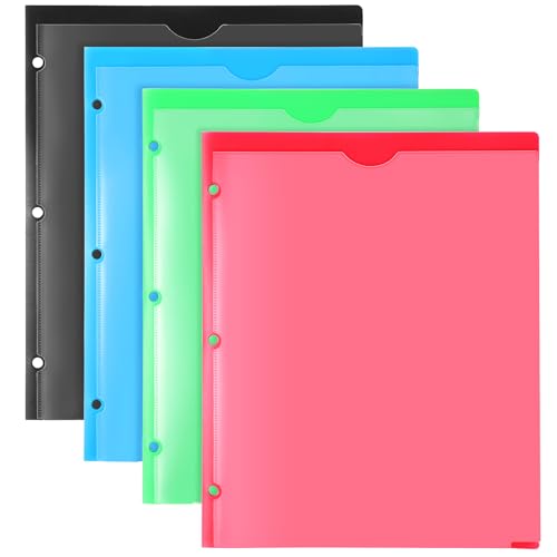 TEWRLNDE Robuste Kunststoff-Ordner mit anpassbarem Einband, 4 Stück, Taschenordner für Papier in Briefgröße, klassische Farben/Kartenschlitze TEWRLNDE Robuste Kunststoff-Ordner mit anpassbarem Einband, 4 Stück, Taschenordner für Papier in Briefgröße, klassische Farben/Kartenschlitze von TEWRLNDE