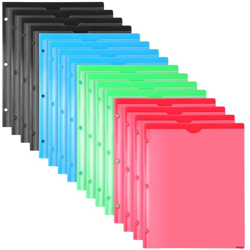 TEWRLNDE Robuste Kunststoff-Ordner mit anpassbarem Einband, Taschenordner für Papier im Briefformat, klassische Farben/Kartenschlitze, 16 Stück von TEWRLNDE