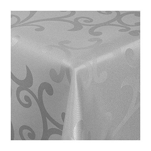 Damast Tischdecke Maßanfertigung im Milano-Design in grau-Silber 140x290 cm eckig,weitere Längen und Farben wählbar von TEXMAXX