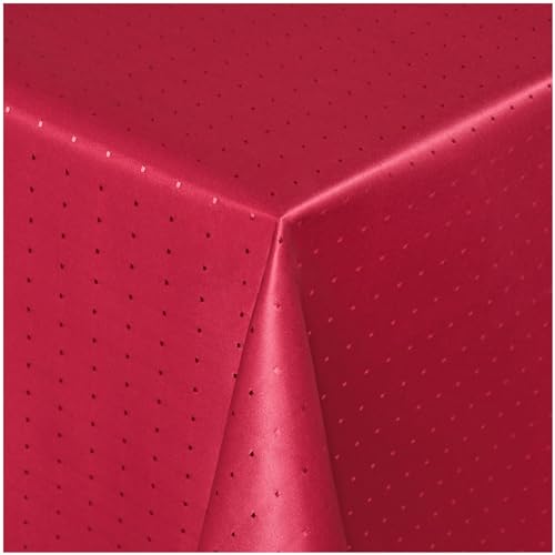 Damast Tischdecke Maßanfertigung im Punkte-Design in Wein-rot 130x240 cm eckig,weitere Längen und Farben wählbar von TEXMAXX