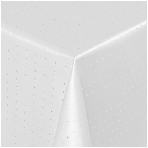 Damast Tischdecke Maßanfertigung im Punkte-Design in Weiss 120x450 cm eckig,weitere Längen und Farben wählbar von TEXMAXX