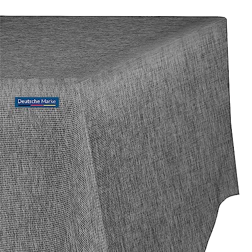TEXMAXX® Tischdecke abwaschbar eckig - 140 x 160 cm in Grau/Maßgefertigte Tischdecke Leinenoptik/Tischdecke wasserabweisend mit Lotuseffekt/Gartentischdecke mit Fleckschutz von TEXMAXX
