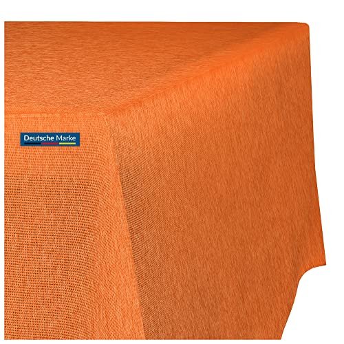 TEXMAXX® Tischdecke abwaschbar eckig - 140 x 160 cm in Orange/Maßgefertigte Tischdecke Leinenoptik/Tischdecke wasserabweisend mit Lotuseffekt/Gartentischdecke mit Fleckschutz von TEXMAXX