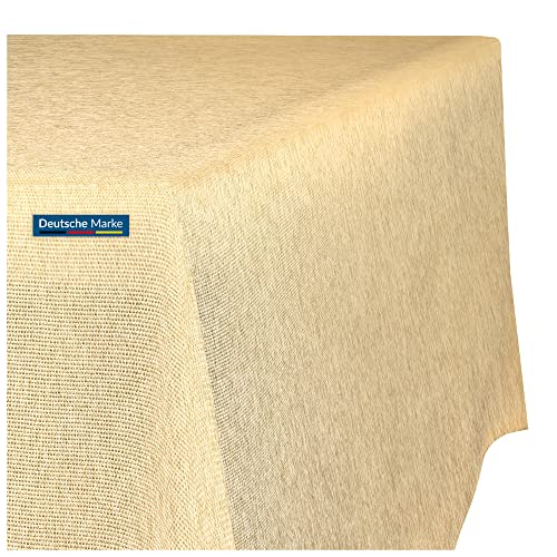 TEXMAXX® Tischdecke abwaschbar eckig - 140 x 200 cm in Gelb/Maßgefertigte Tischdecke Leinenoptik/Tischdecke wasserabweisend mit Lotuseffekt/Gartentischdecke mit Fleckschutz von TEXMAXX